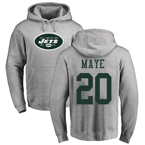 New York Jets Men Ash Marcus Maye Name and Number Logo NFL Football 20 Pullover Hoodie Sweatshirts